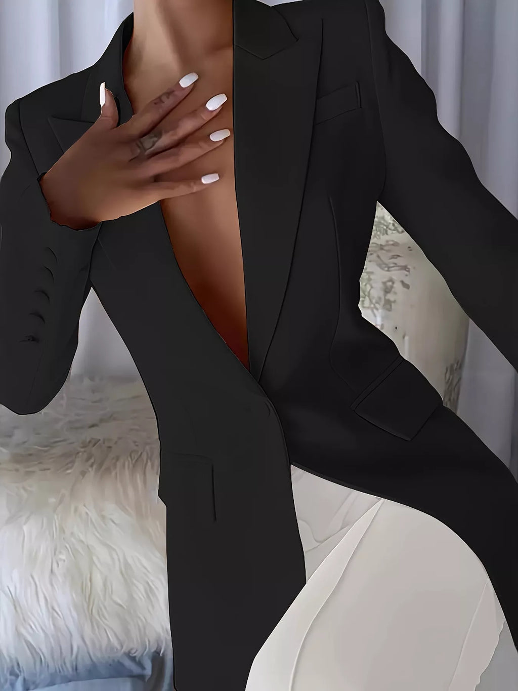 Slim-Fit Lapel Collar Blazer - Lilixa.store