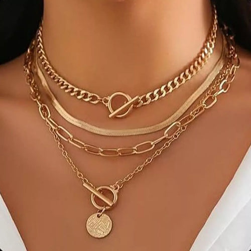4-Piece Layered Coin Pendant Necklace - Lilixa.store