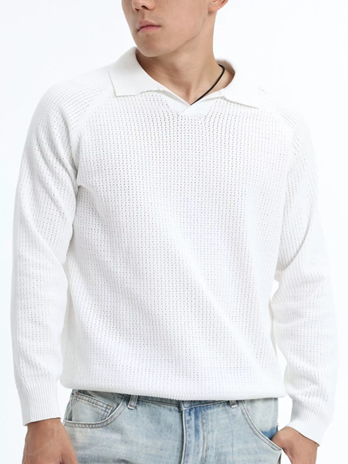 Men's Plus Size Textured Polo Collar Knit Top - Lilixa.store