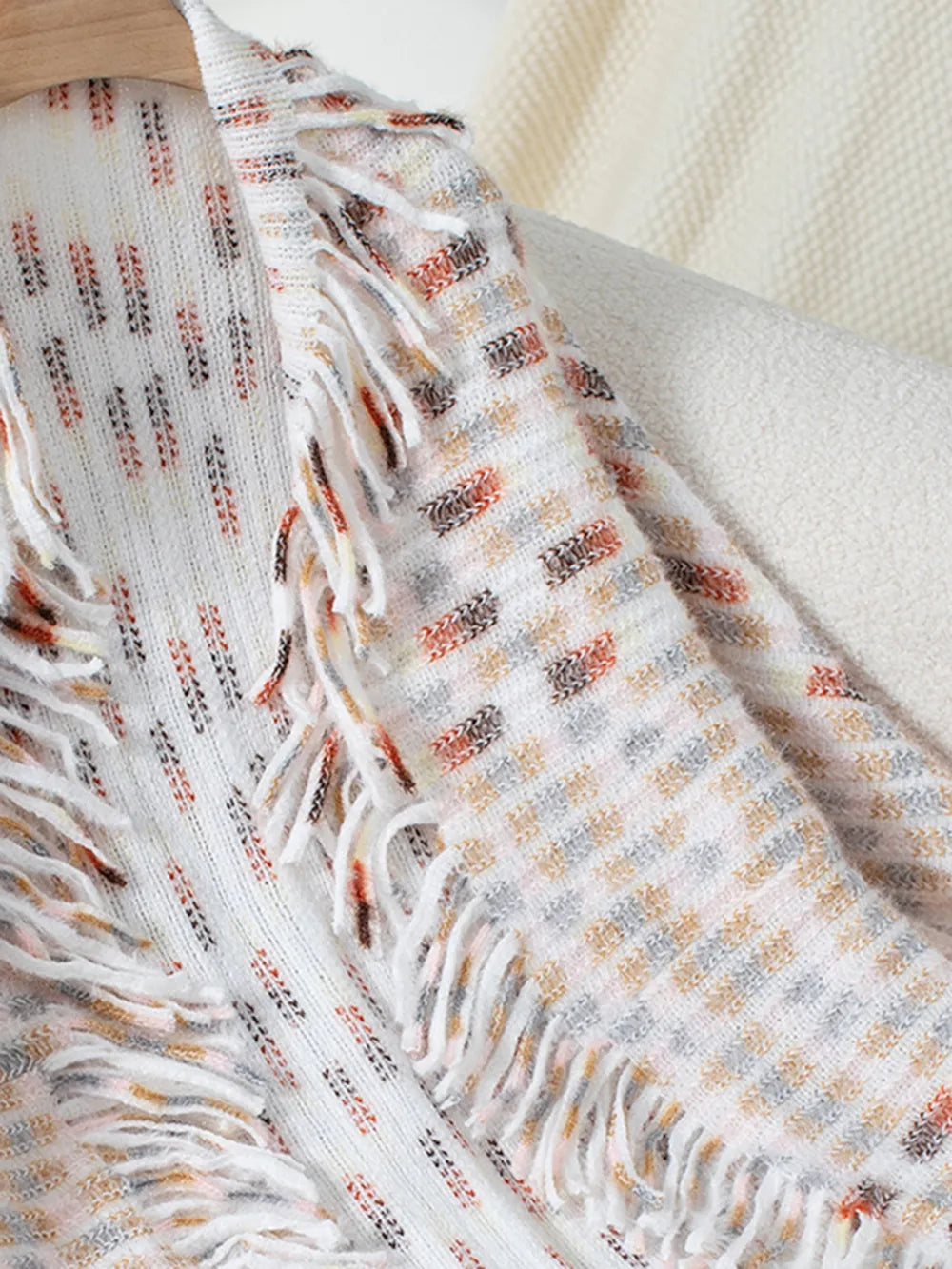 Fringe Open Front Half Sleeve Poncho, view 7