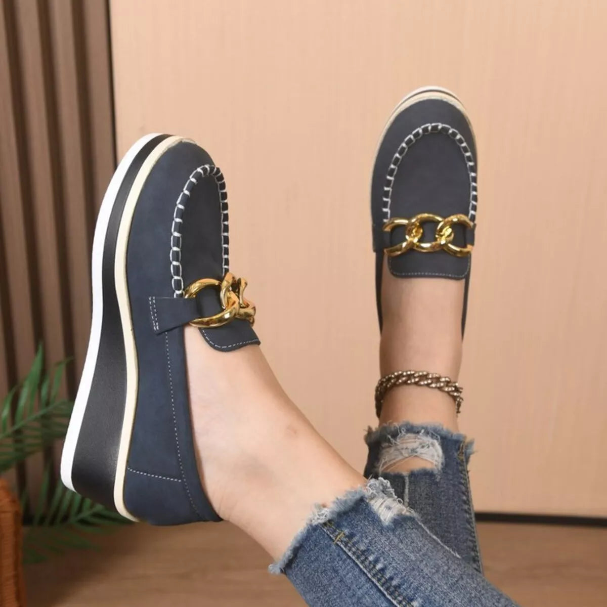 Round Toe Wedge Slip-Ons - Lilixa.store