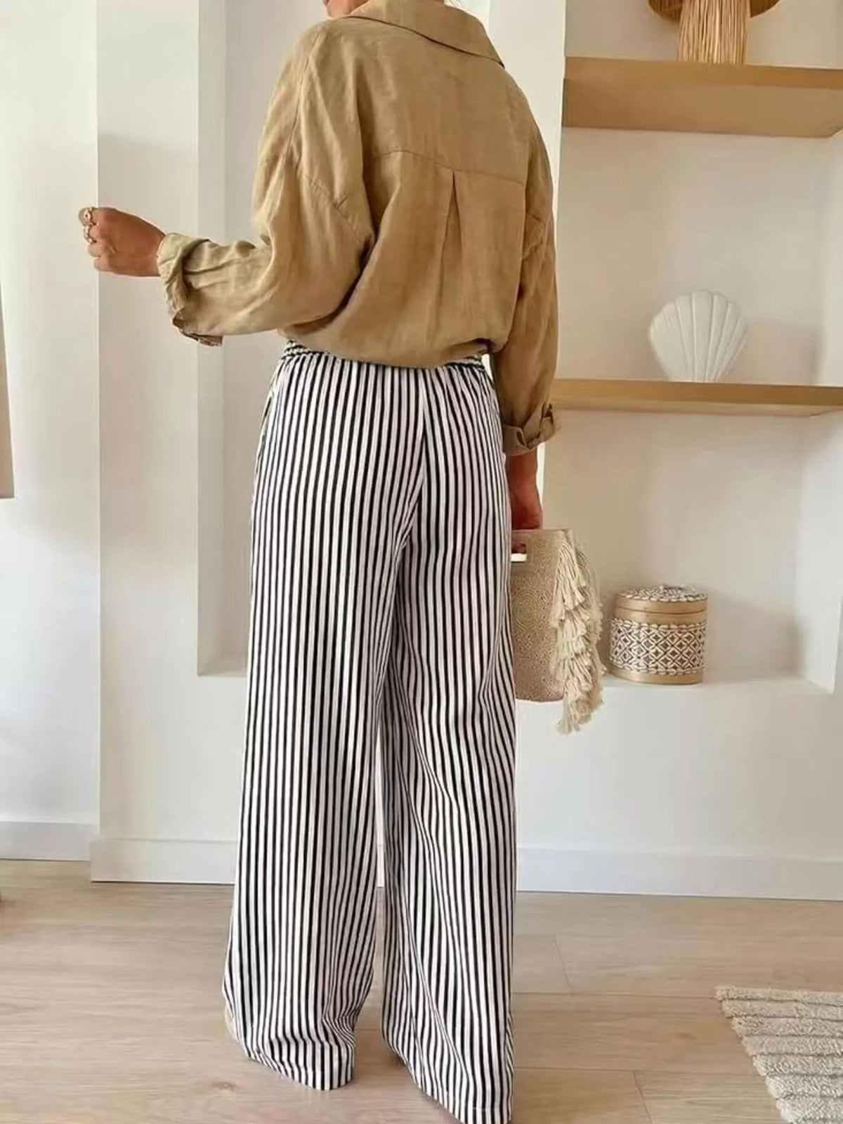 Striped Wide-Leg Pants - Lilixa.store
