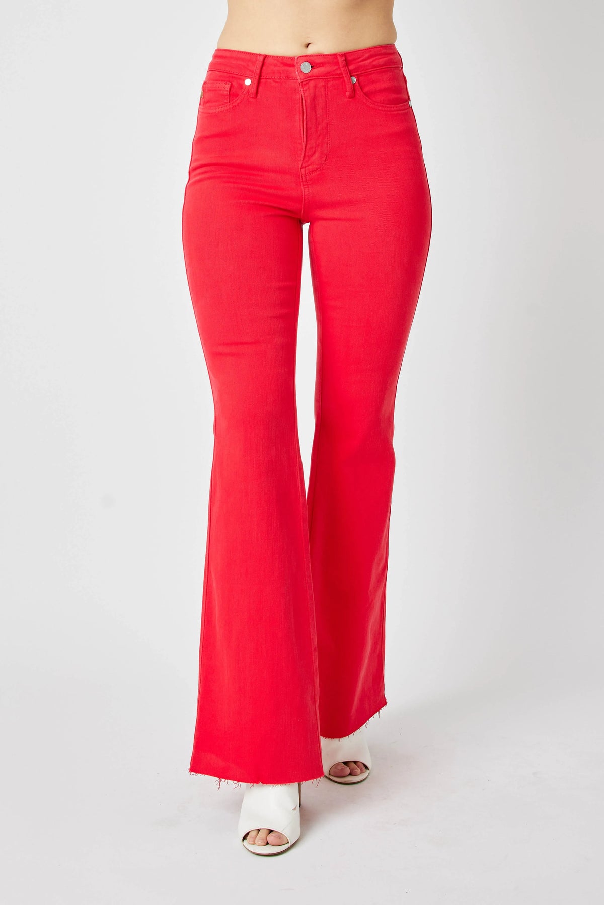Judy Blue Full Size Hw Tummy Control Garment Dyed Flare Jeans Plus Size - Lilixa.store