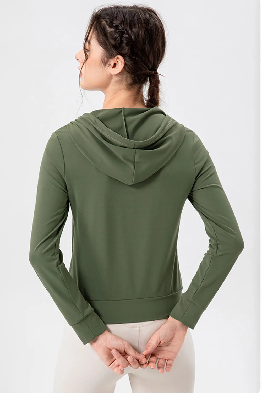Drawstring Zip Up Hooded Active Outerwear - Lilixa.store