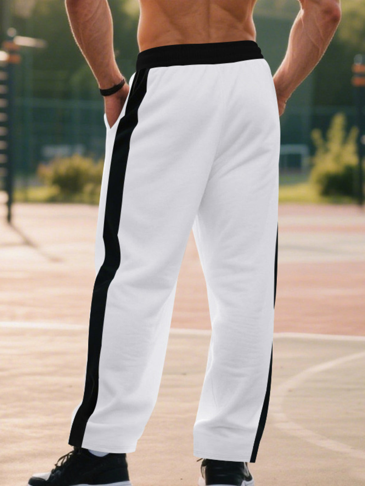 Men's Full Size Side Stripe Wide Leg Pants Plus Size, view 16