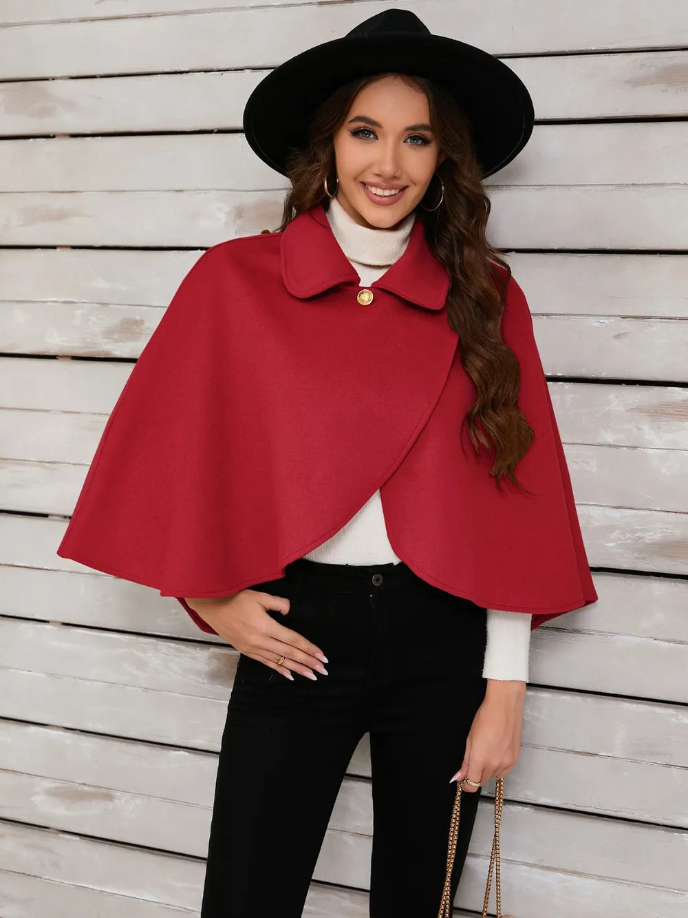 Collared Neck Cropped Cape - Lilixa.store