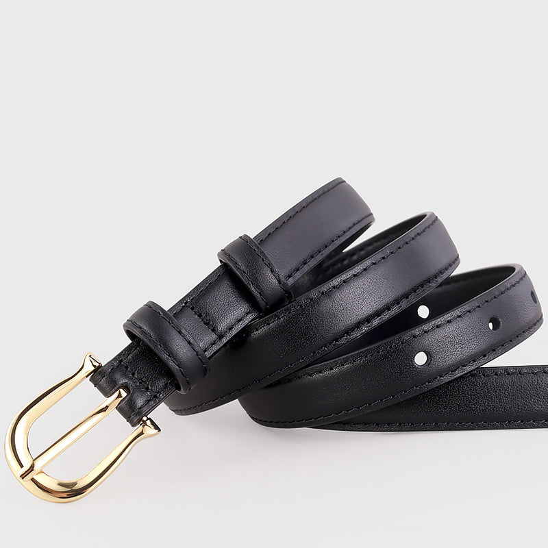 Leather Belt with Golden Buckle - Lilixa.store