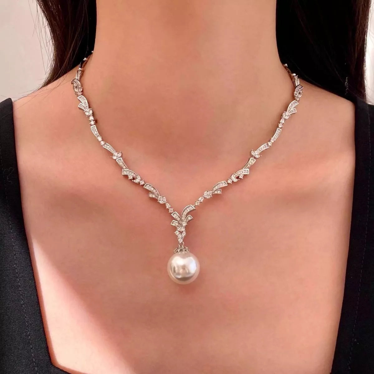 Zircon Pearl Pendant Necklace - Lilixa.store
