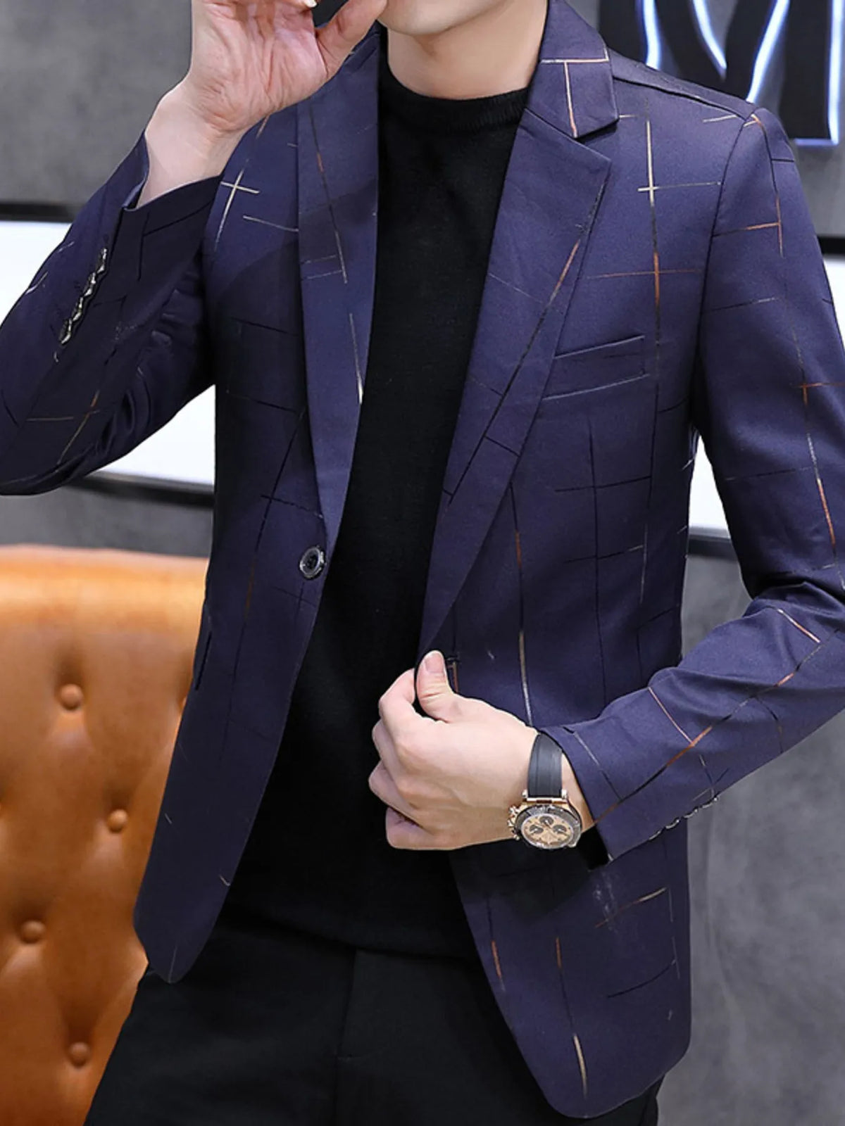 Men's Plus Size One Button Slim Fit Blazer - Lilixa.store