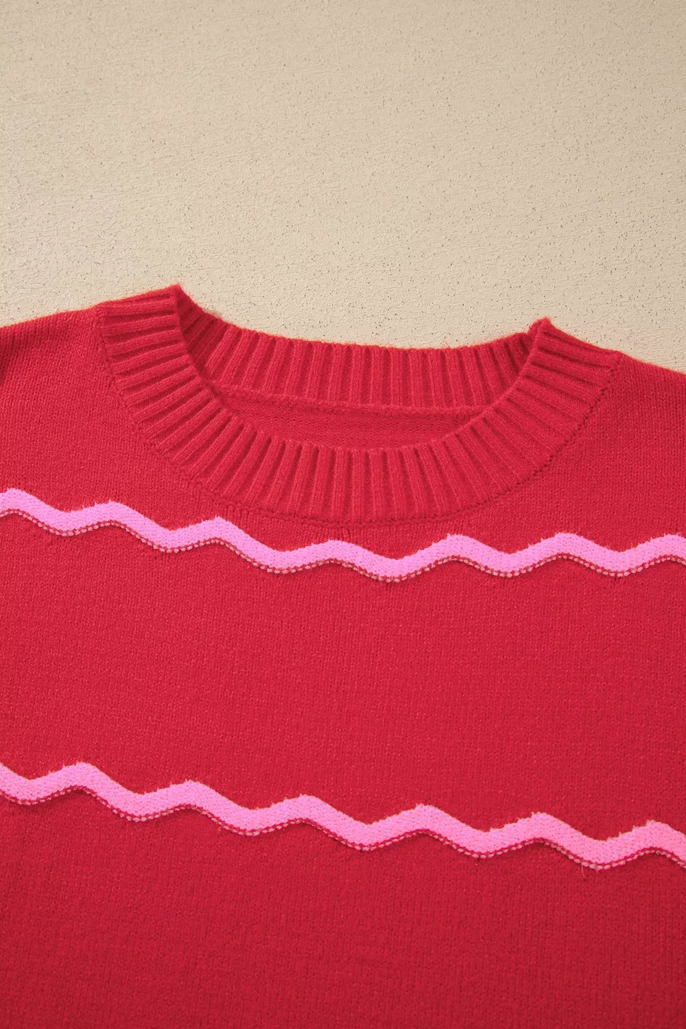 Striped Round Neck Long Sleeve Shift Pullover Sweater