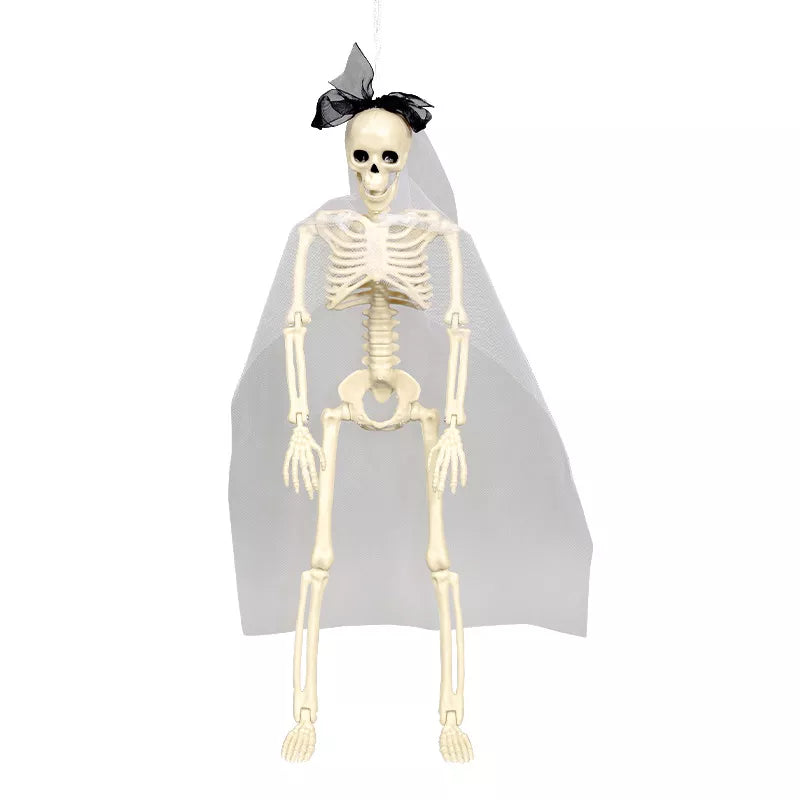 Halloween Posable Skeleton Couple with Wedding Veil and Cape - Lilixa.store
