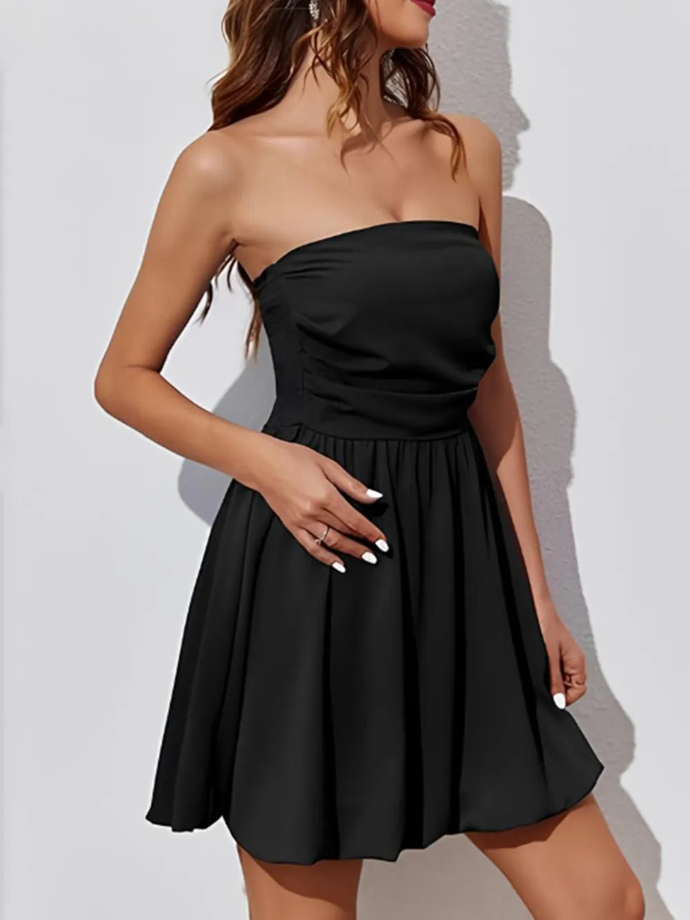Ruched Tube Mini Dress - Lilixa.store