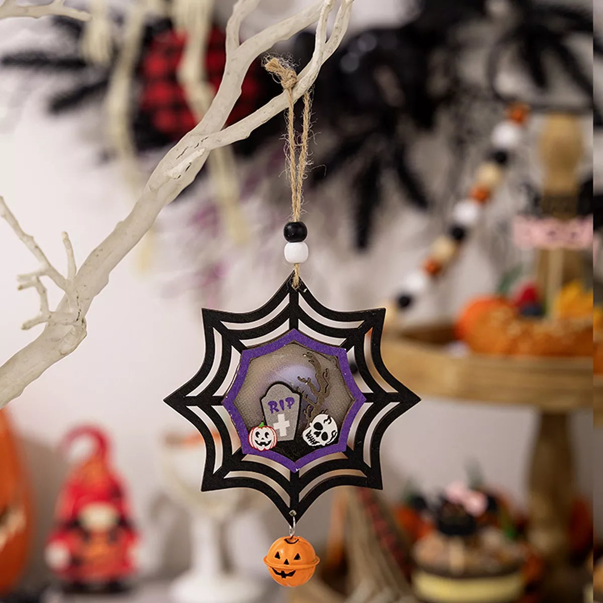 Halloween LED Lighted Wooden Hanging Decorative Ornaments Set - Lilixa.store