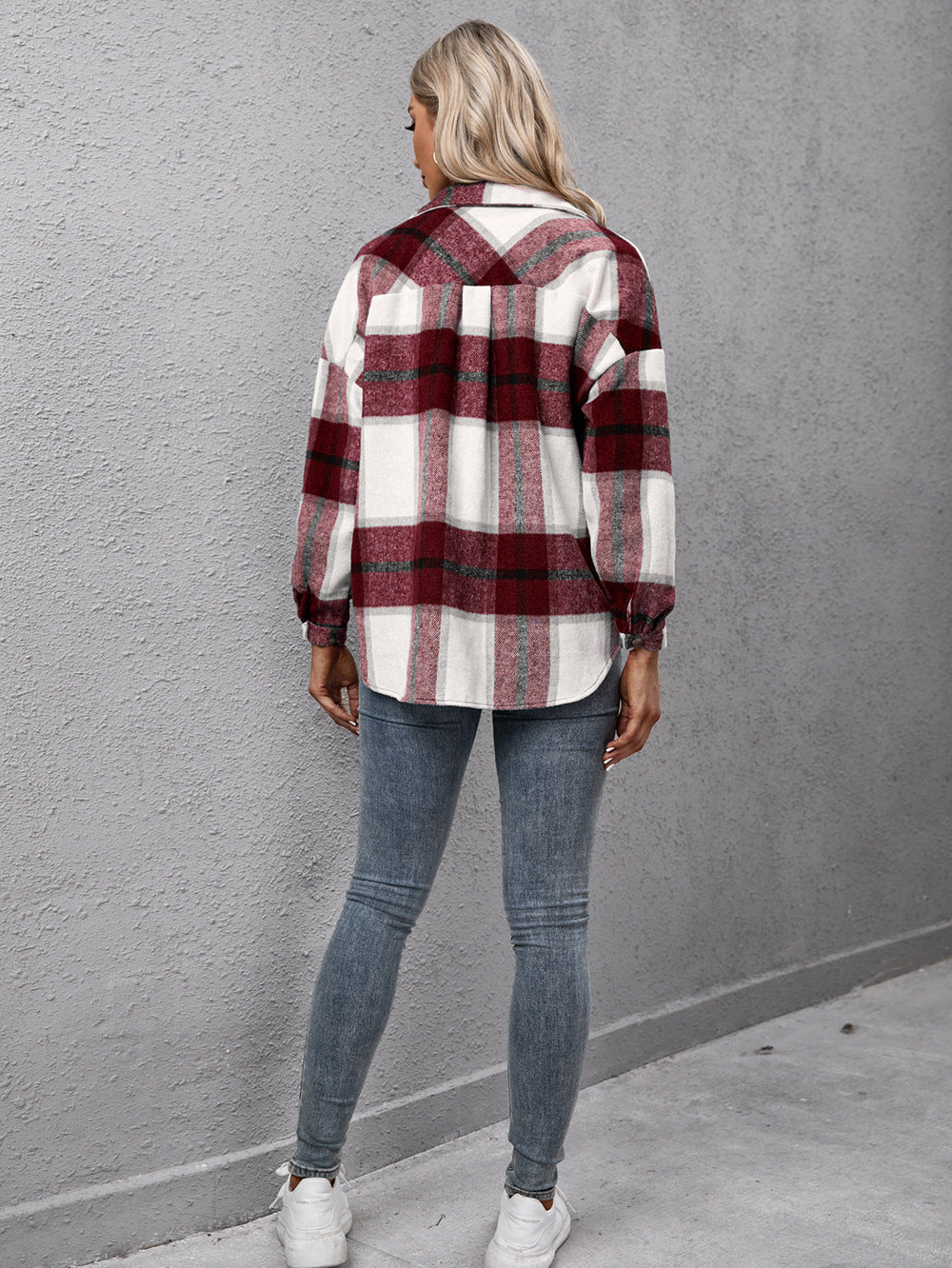 Ivy Lane Plaid Long Sleeve Shirt Jacket, view 7