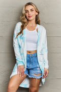 Tie-Dye Open Front Longline Cardigan - Lilixa.store