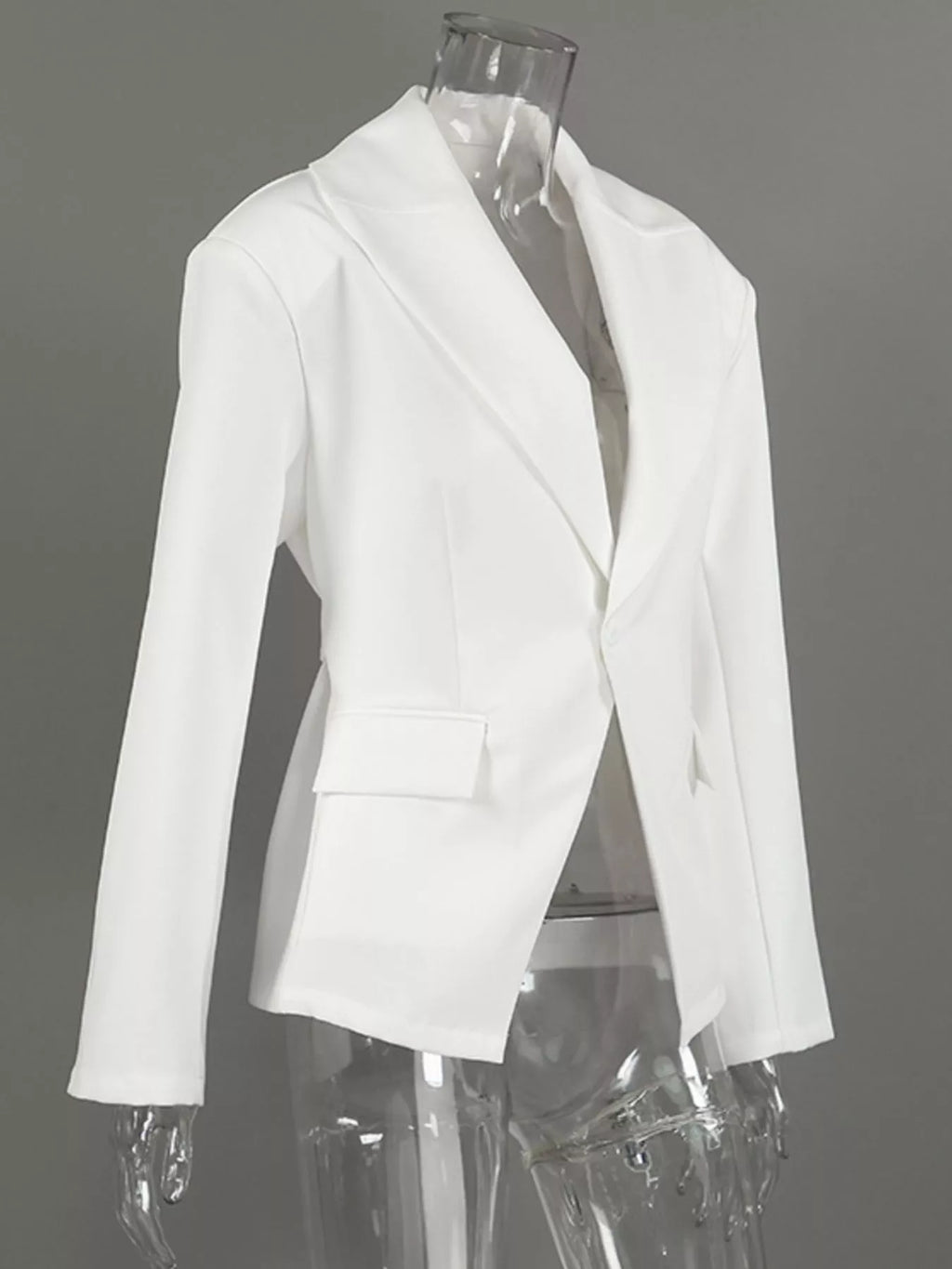 One Button Padded Shoulders Blazer - Lilixa.store