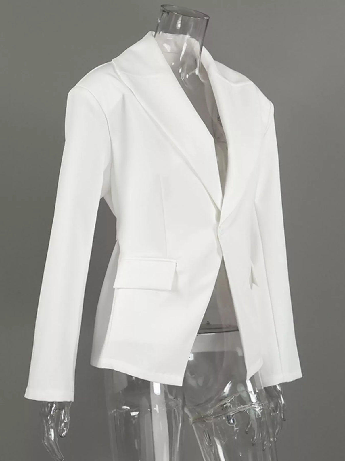 One Button Padded Shoulders Blazer - Lilixa.store