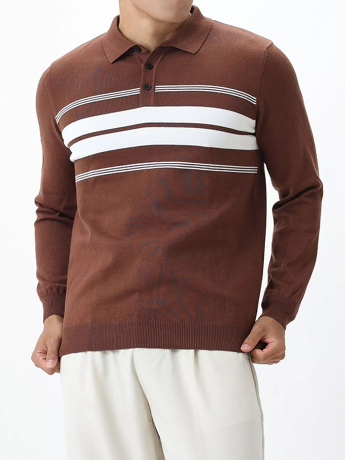 Men's Plus Size Button Detail Striped Knit Top - Lilixa.store