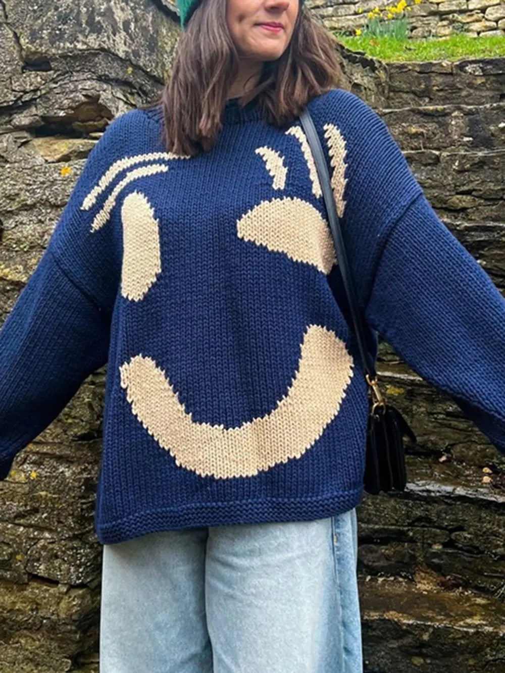 Contrast Drop Shoulder Long Sleeve Sweater, view 6