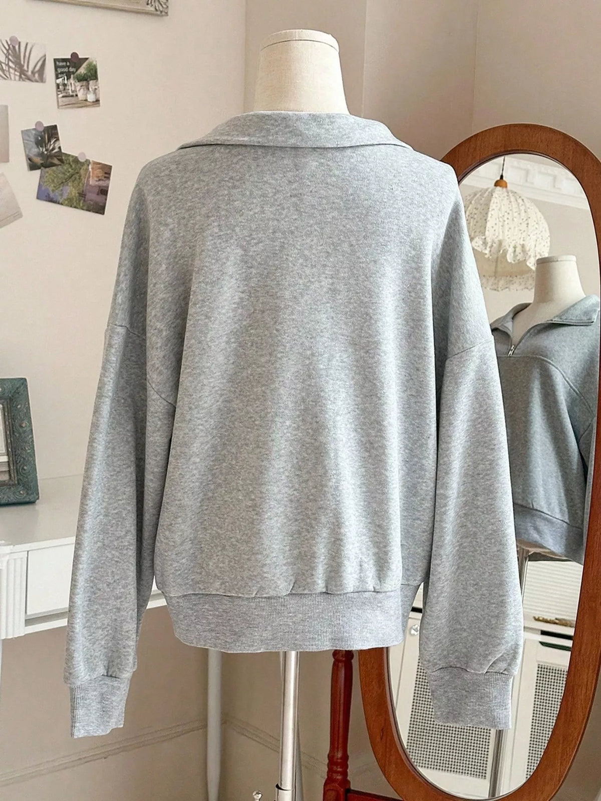 Quarter-Zip Dropped Shoulder Sweatshirt - Lilixa.store
