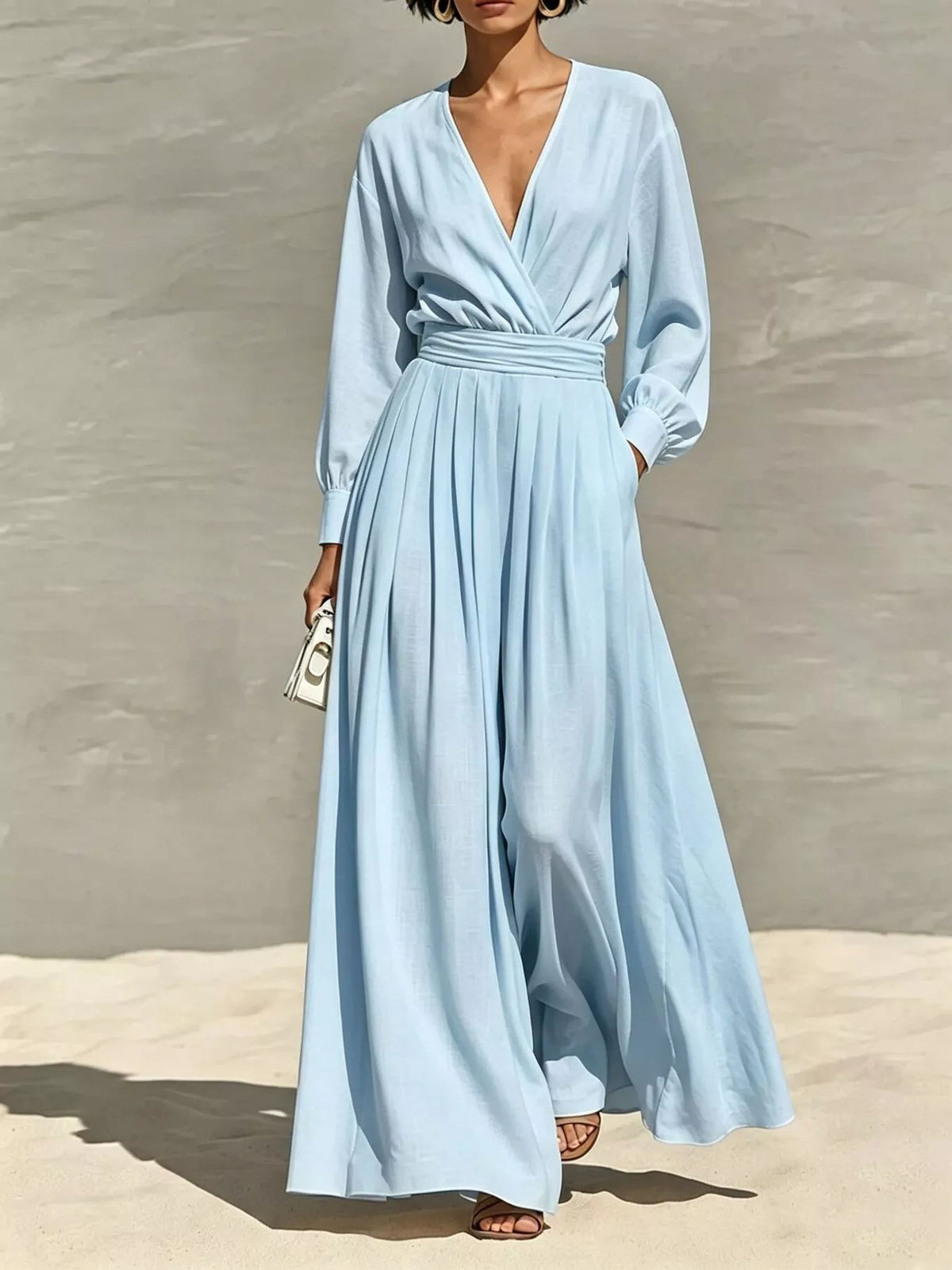 Long Sleeve Wide-Leg Jumpsuit