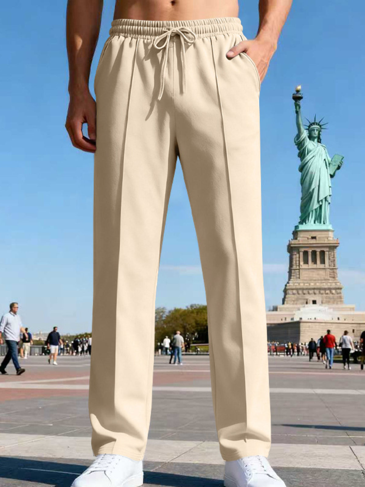 Men's Full Size Drawstring Straight Leg Pants Plus Size
