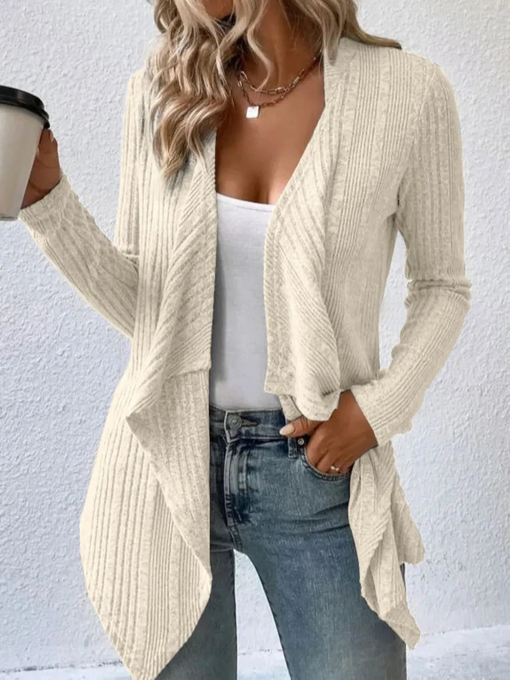 Open Front Long Sleeve Cardigan - Lilixa.store
