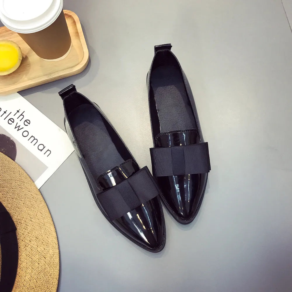 Point Toe Loafers with Bow, view 2