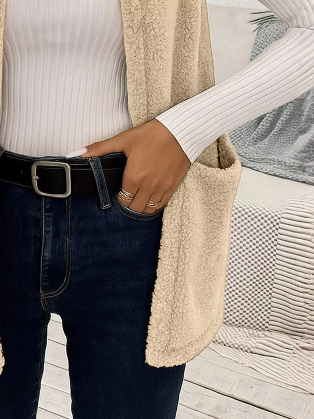 Sleeveless Fuzzy Fleece Vest Coat - Lilixa.store