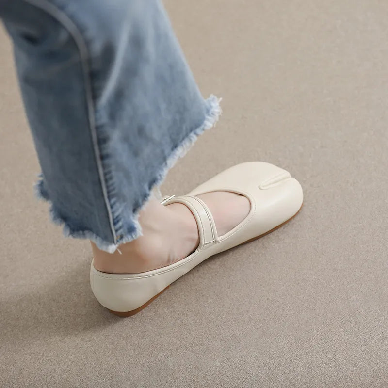 Split-Toe Flat Slip-Ons