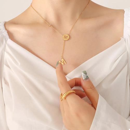 18K Gold-Plated Titanium Steel Letter Pendant Necklace - Lilixa.store