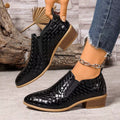 Point Toe Block Heels Ankle Boots in Black