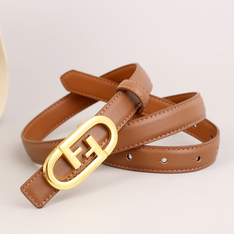 Leather Belt with Golden Buckle - Lilixa.store