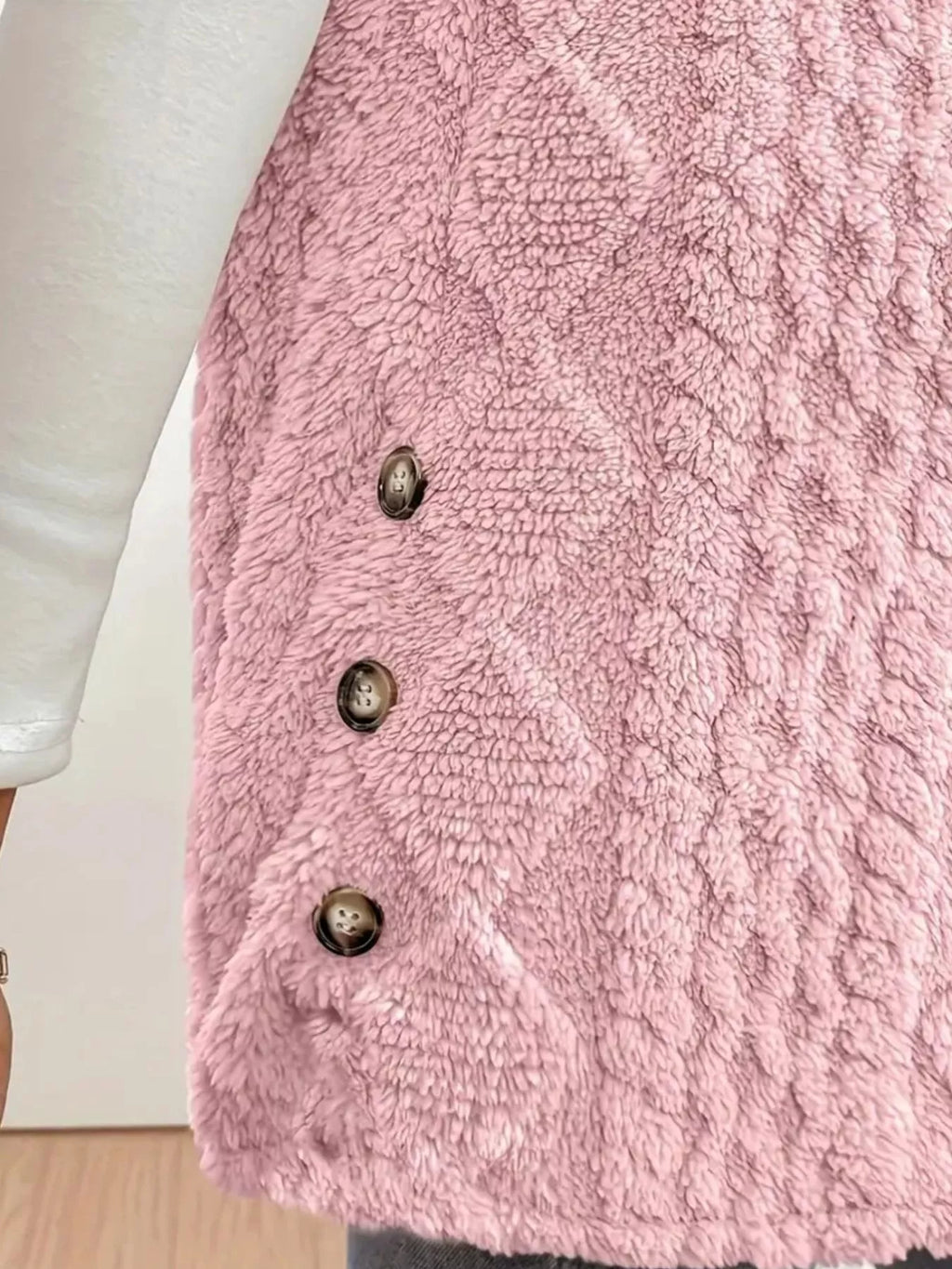 Button Up Plush Hooded Vest Coat - Lilixa.store