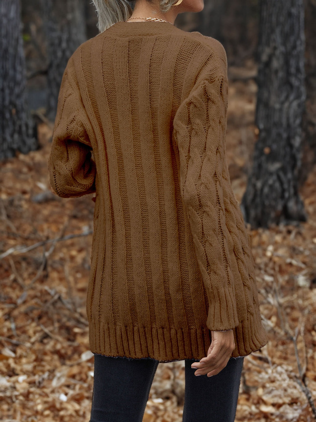 Cable-Knit Button Down Cardigan - Lilixa.store