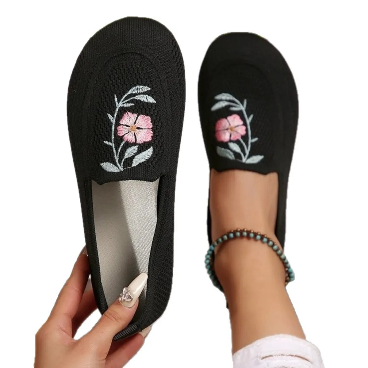 Embroidered Mesh Slip-Ons, view 7