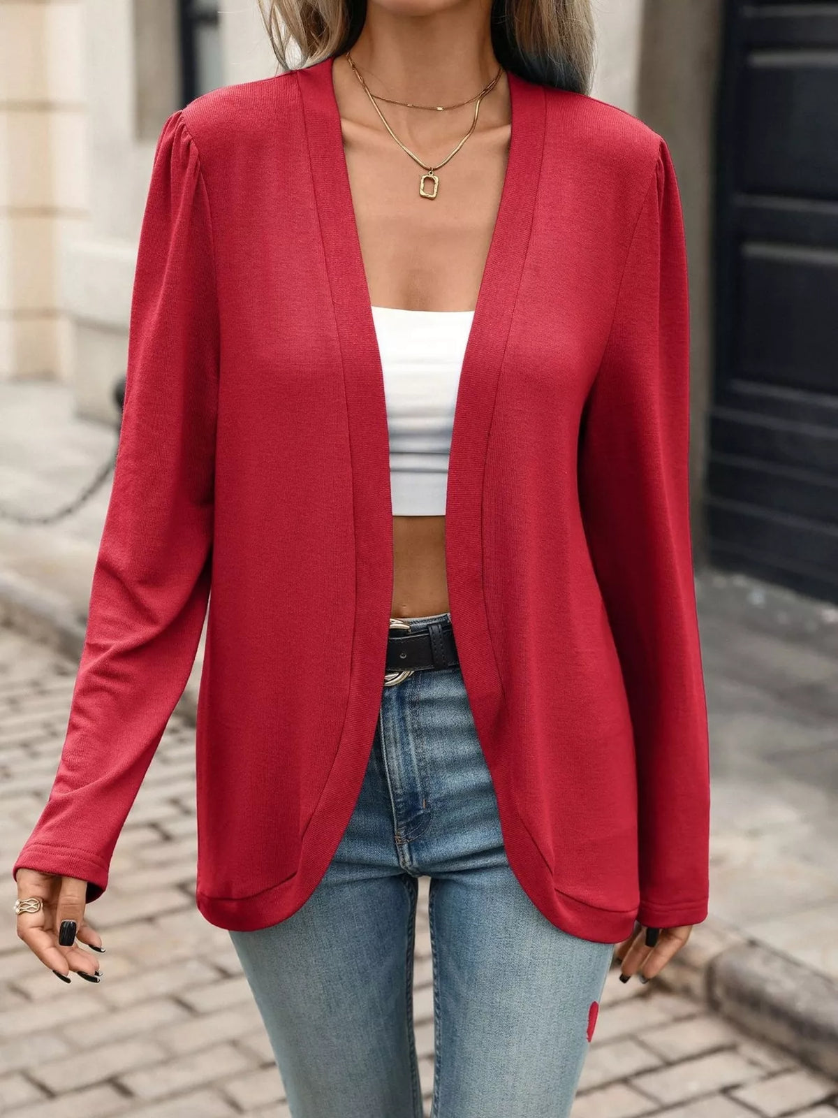 Open Front Long Sleeve Cardigan - Lilixa.store