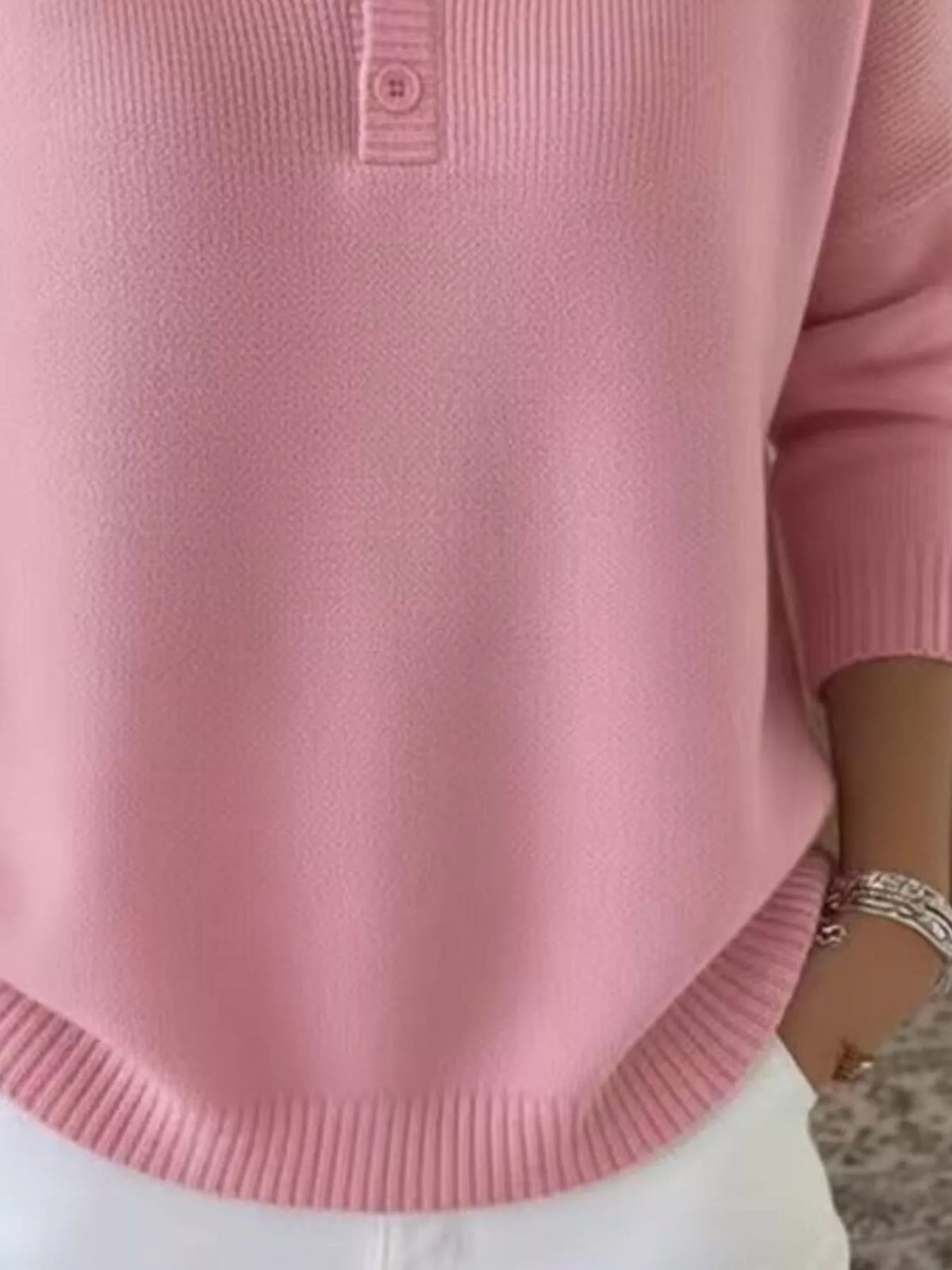 Full Size Button Detail Ribbed Knit Sweater Plus Size