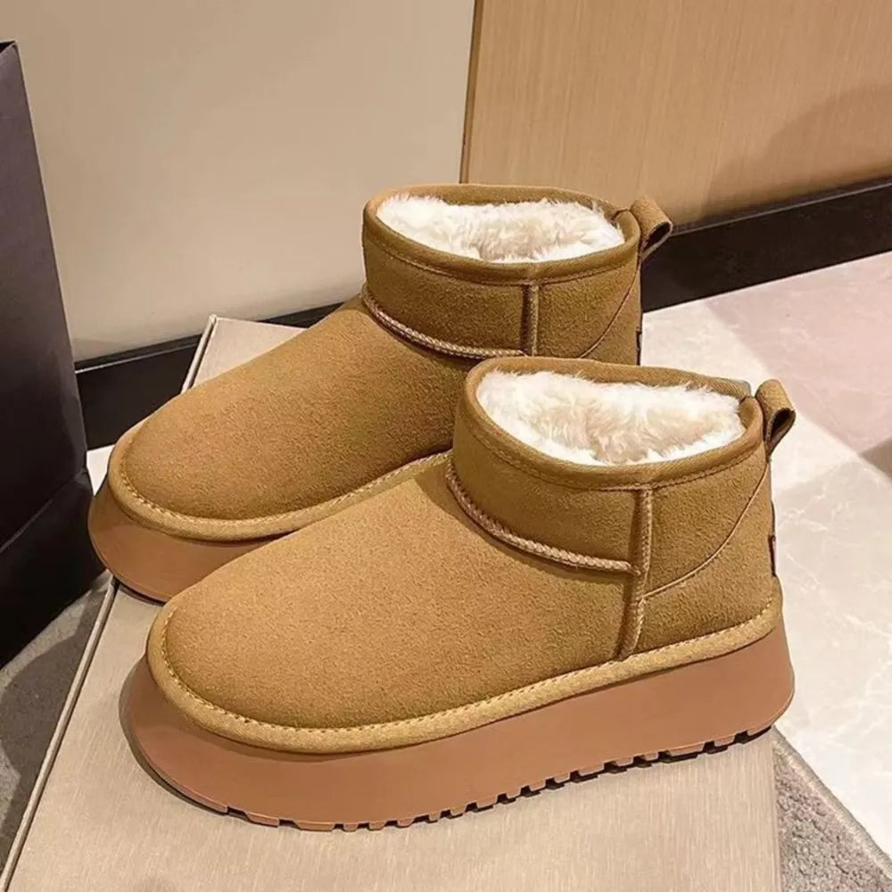 Fleece Lined Chunky Platform Mini Boots - Lilixa.store