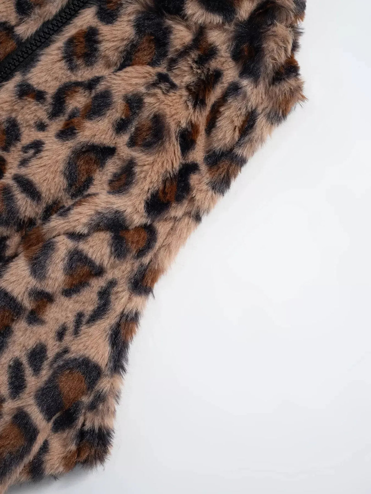 Leopard Zip Up Faux Fur Cropped Vest Coat - Lilixa.store
