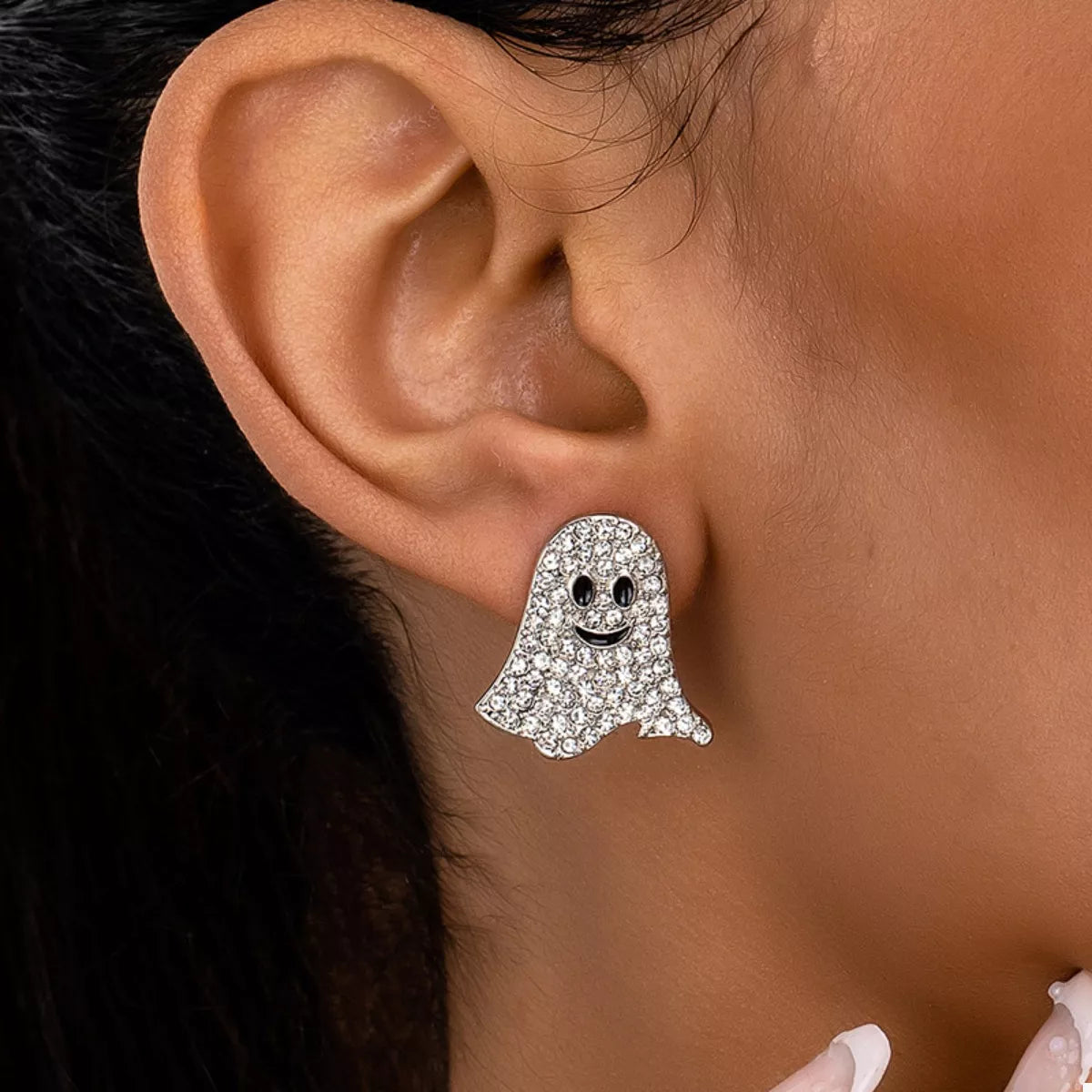 18K Gold-Plated Rhinestone Halloween Ghost Earrings - Lilixa.store