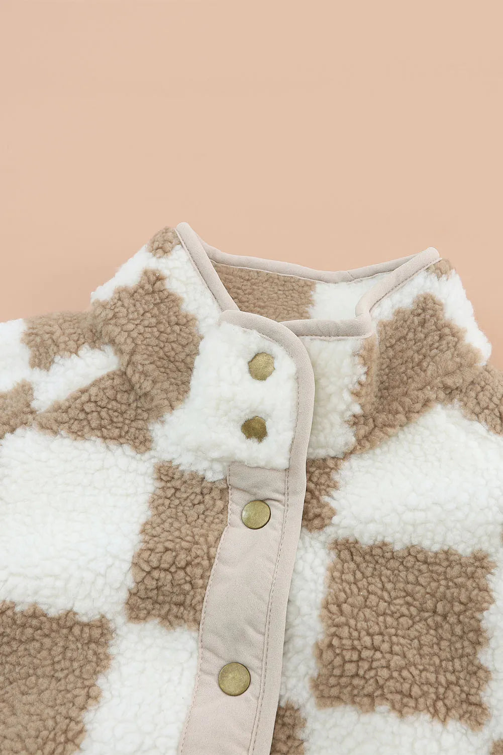 Checkered Snap Down Long Sleeve Jacket in Dust Storm, view 9