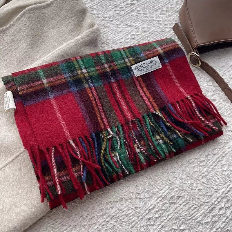 Wool Plaid Tassel Scarf - Lilixa.store