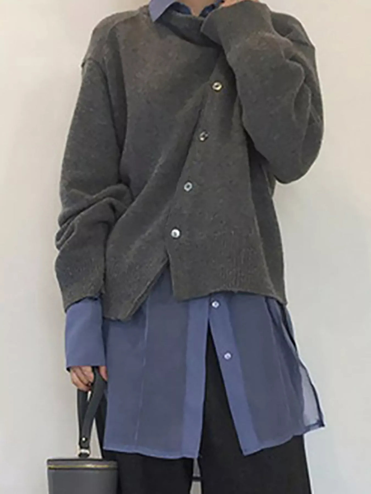Asymmetric Button-Down Sweater