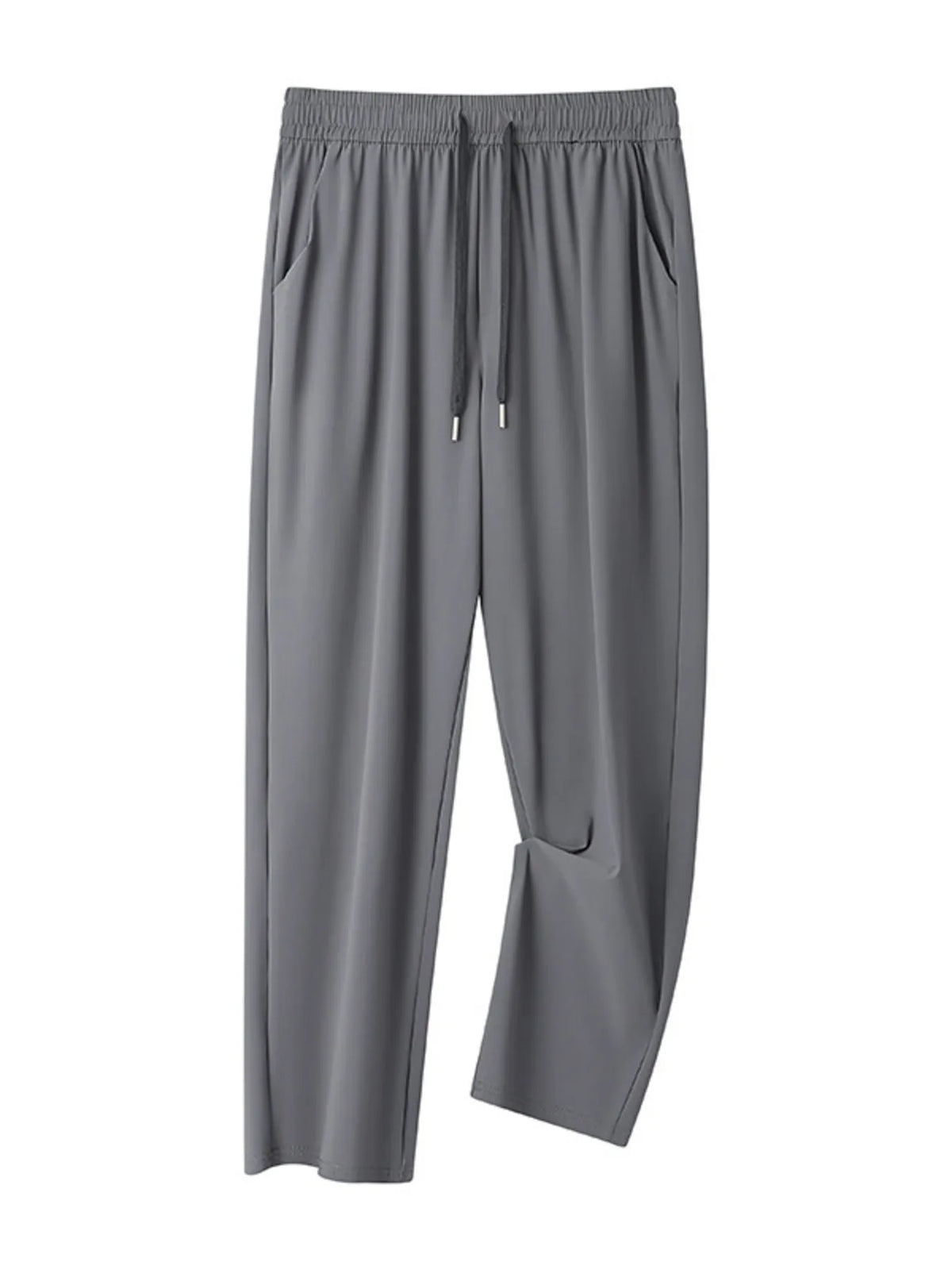 Men's Plus Size Casual Drawstring Wide-Leg Pants in Grey