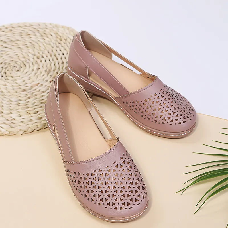 Cutout Round Toe Slip-Ons in Pink