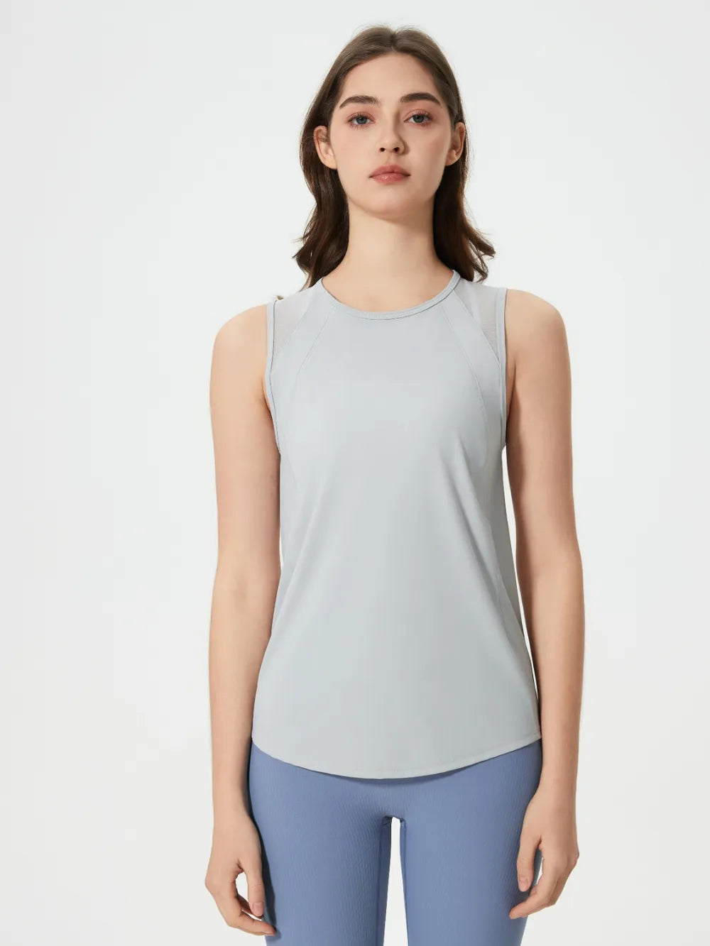 Millennia Cutout Back Round Neck Active Tank - Lilixa.store