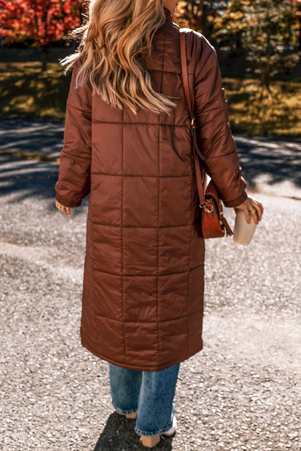 Pocketed Bubble Texture Long Sleeve Longline Winter Coat - Lilixa.store