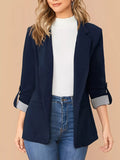One Button Roll-Up Sleeve Blazer - Lilixa.store