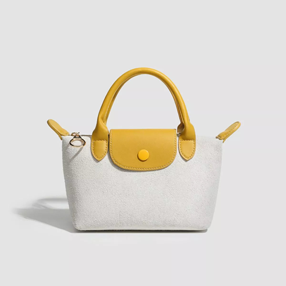Stylish Two-Tone Suede Crossbody Bag in Off-white
